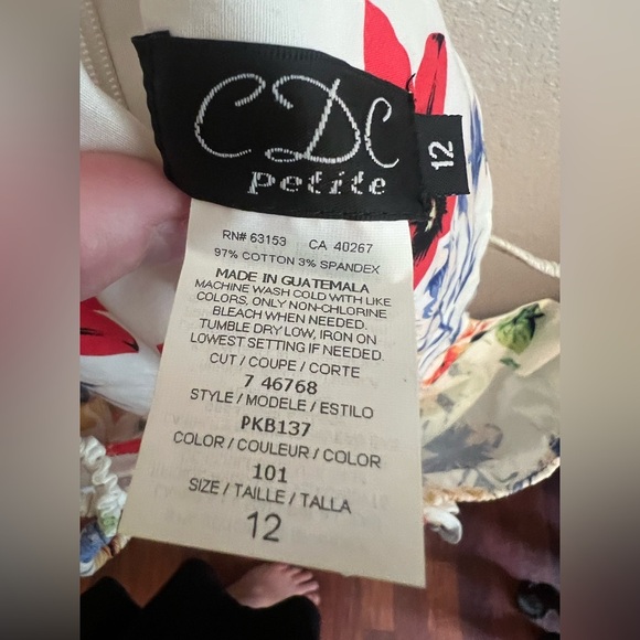 CDC Petite White Floral Summer Dress Size 12 - Picture 6 of 9